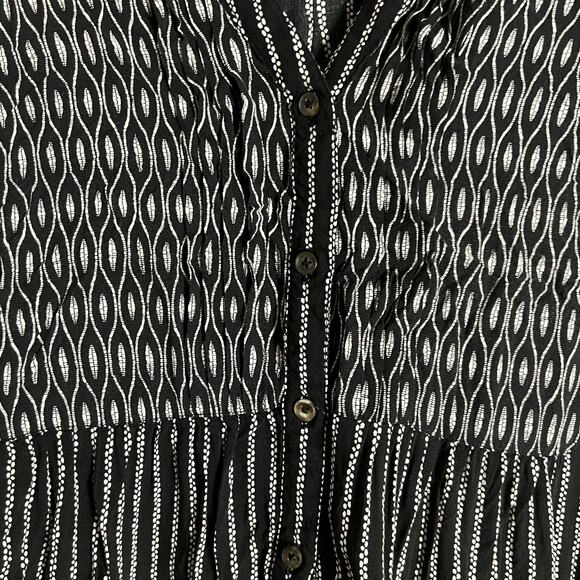 Anthropologie Maeve Calia Black White Printed Button Front Tunic Top Size 2 - Picture 10 of 10